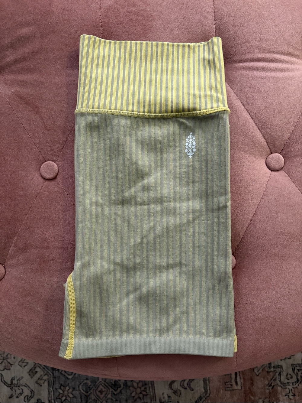FP Movement by Free People Yellow Olive Striped Athletic Shorts